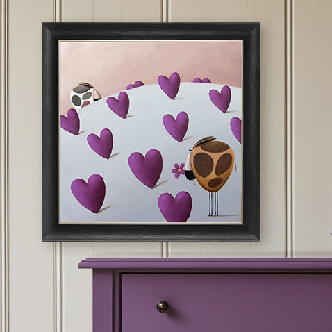 Hearts on a Hill framed print by Simon Clarke