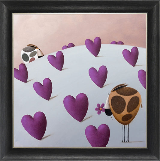 Hearts on a Hill framed print by Simon Clarke