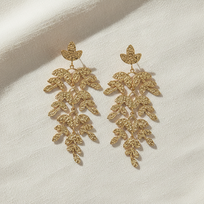 Textured Branches Earrings Gold