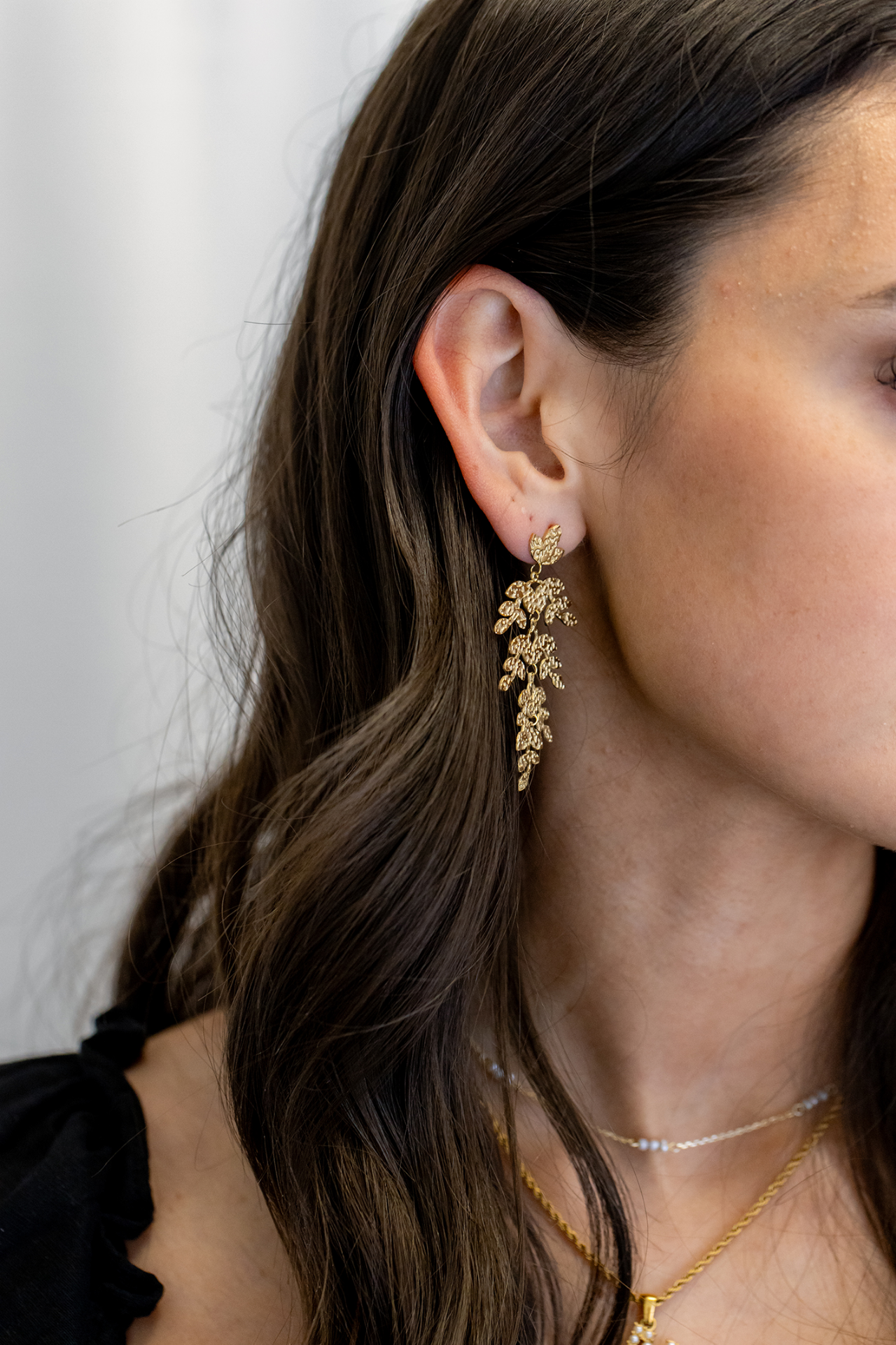 Textured Branches Earrings Gold