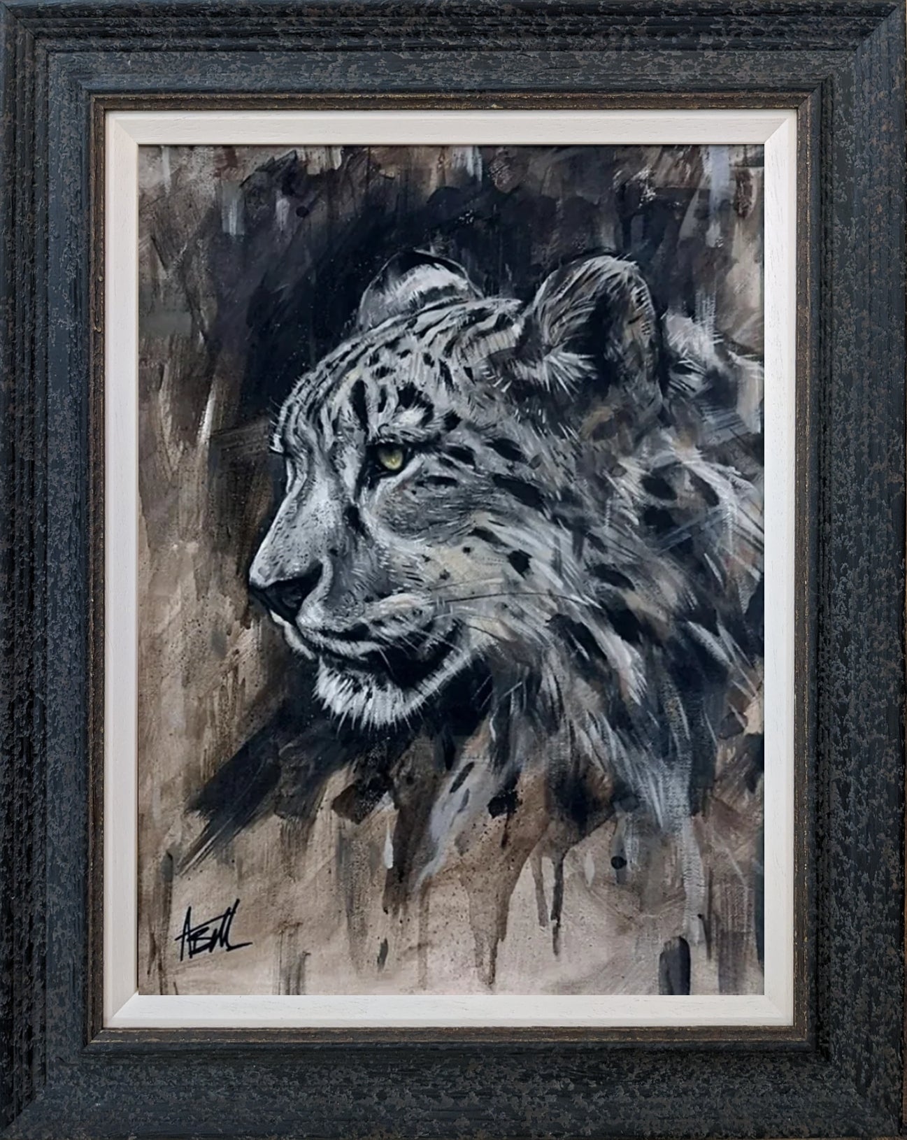 Snow Leopard Original Painting by Alex Bell