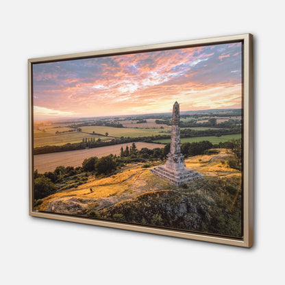Lilleshall monument with a sunset, fields, print with frame
