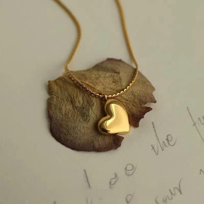 Solid Heart Necklace Gold