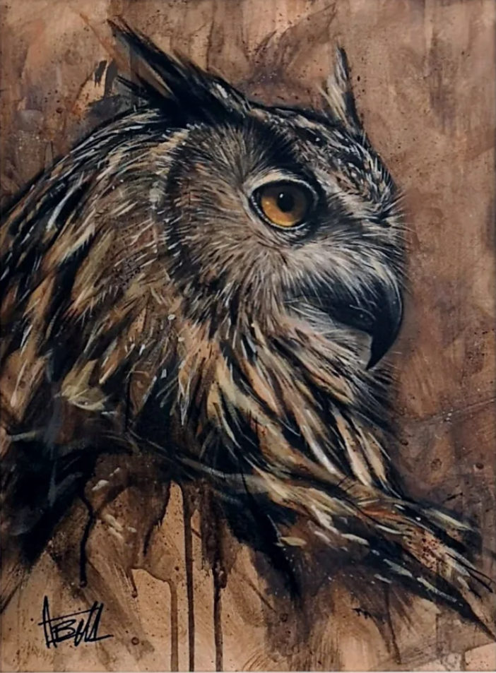 Wise Owl original painting by Alex Bell