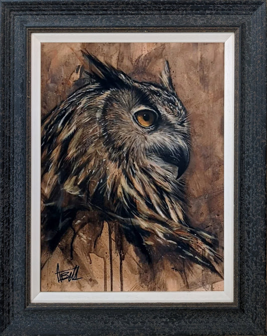 Wise Owl original painting by Alex Bell