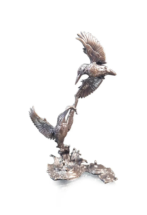 Kingfisher Pair Solid Bronze Miniature Sculpture from Butler and Peach