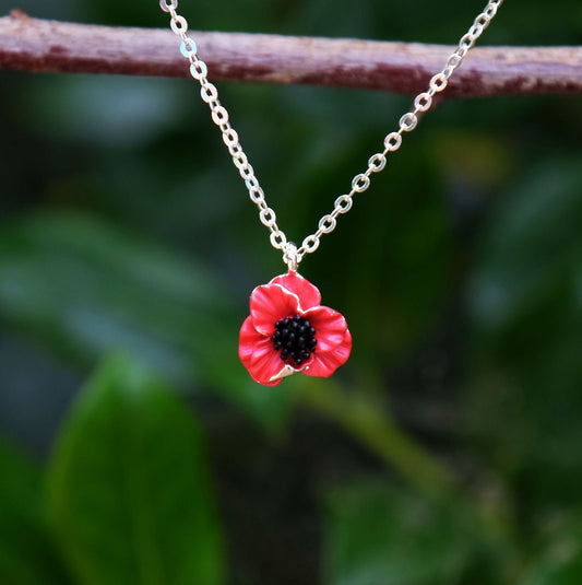 Poppy Red Necklace and Earrings