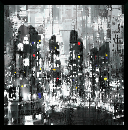 Rainy City Lights framed print by Norm Stelfox