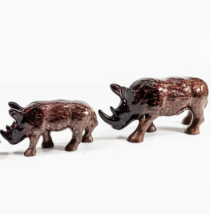 AluminArk Rhino Brown recycled aluminium sculpture by Tilnar Art