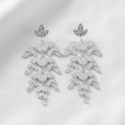 Textured Branches Earrings Silver