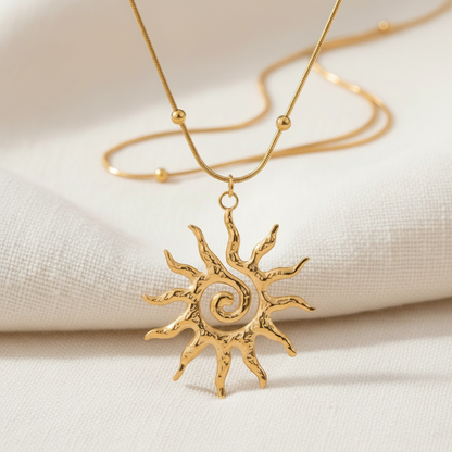 Spiral Sun Necklace Gold