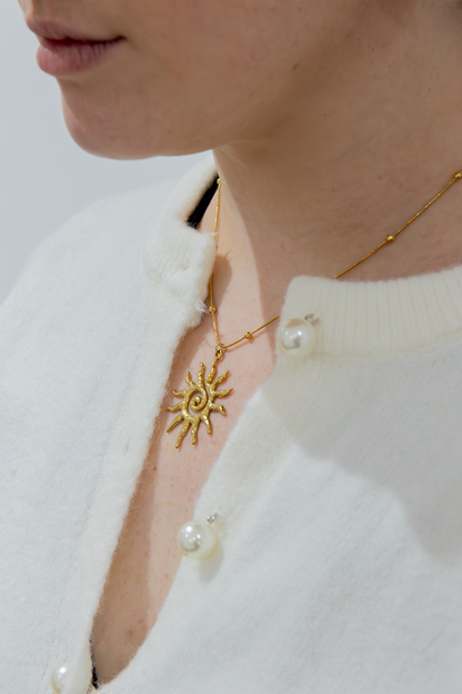 Spiral Sun Necklace Gold