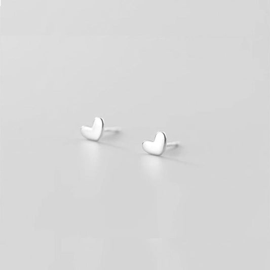 Tiny Heart Earrings Silver
