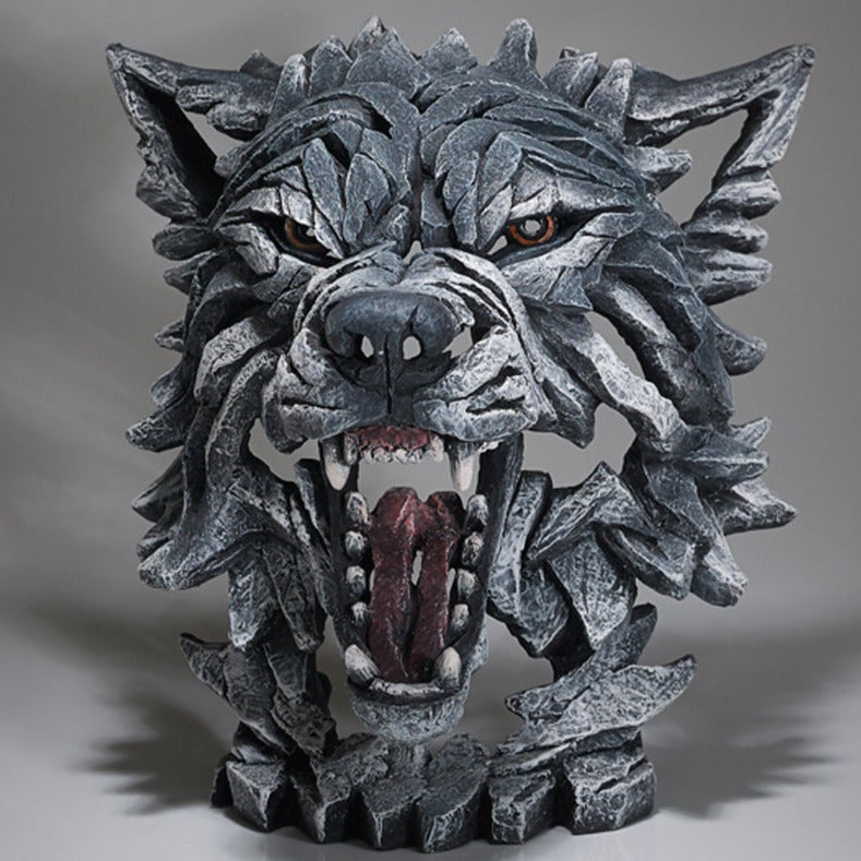 Edge Sculpture Wolf Bust Grey by Matt Buckley