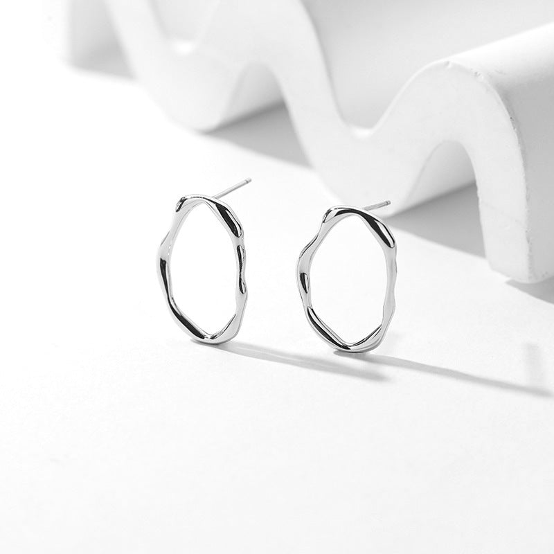Earrings - Misshapen Oval Silver