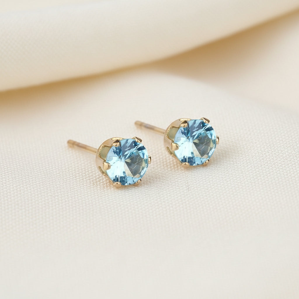 Crystal Aquamarine Earrings Gold