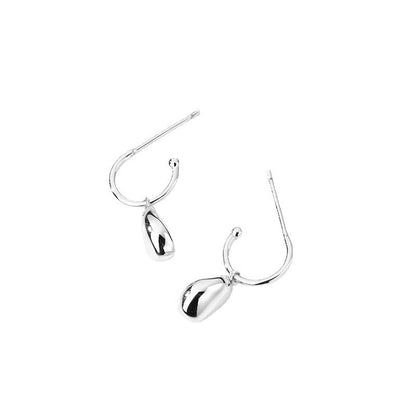 Pair of silver earrings on a white background