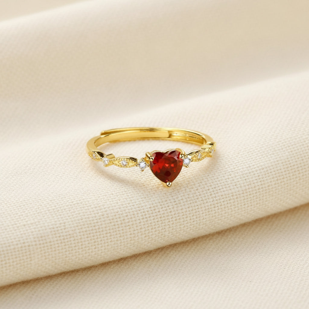 Ruby Heart Ring Gold