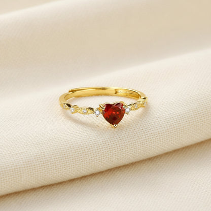 Ruby Heart Ring Gold