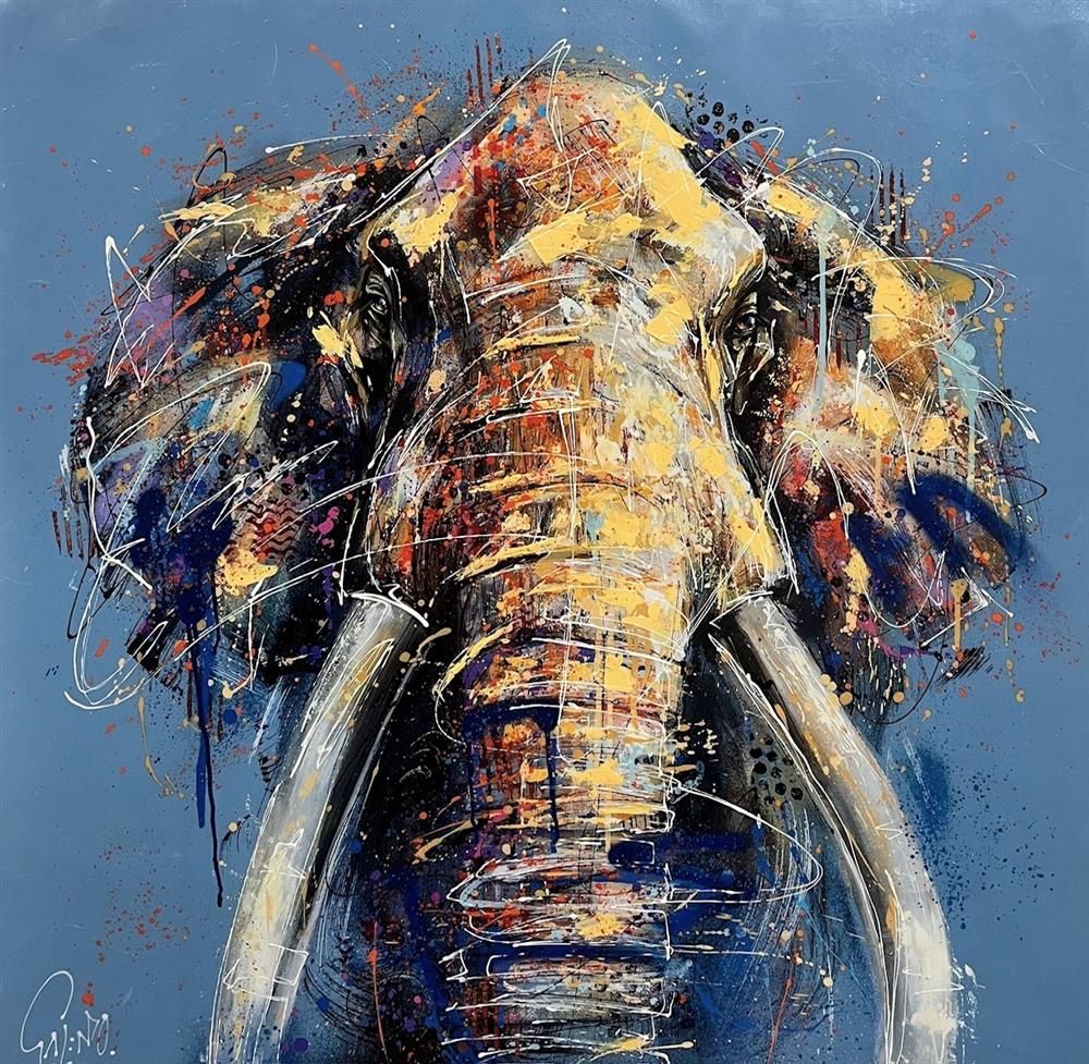 Titan canvas deluxe hand embellished limited edition print by Joe Galindo