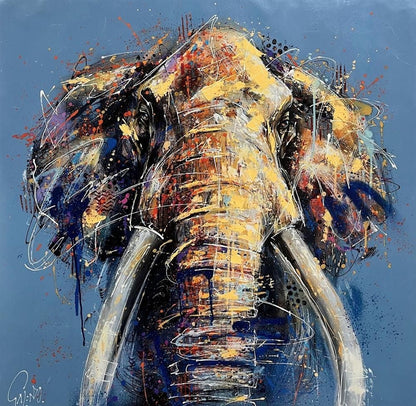 Titan canvas deluxe hand embellished limited edition print by Joe Galindo