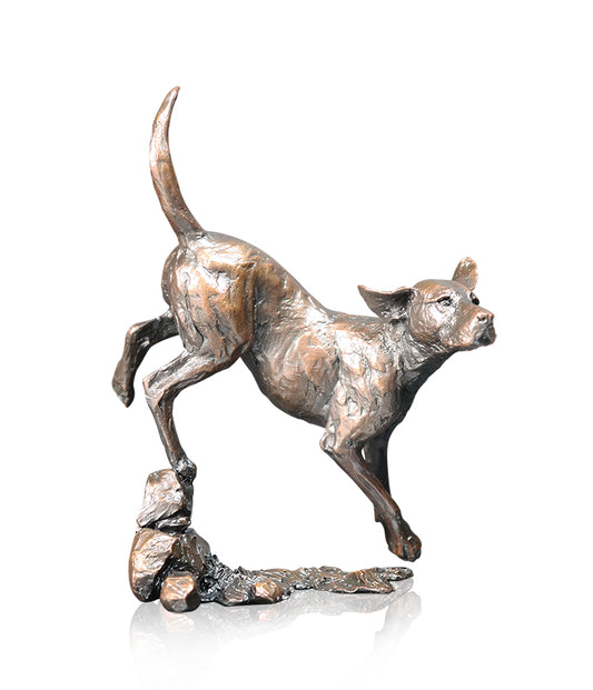 Foxhound Solid Bronze Sculpture by Michael Simpson