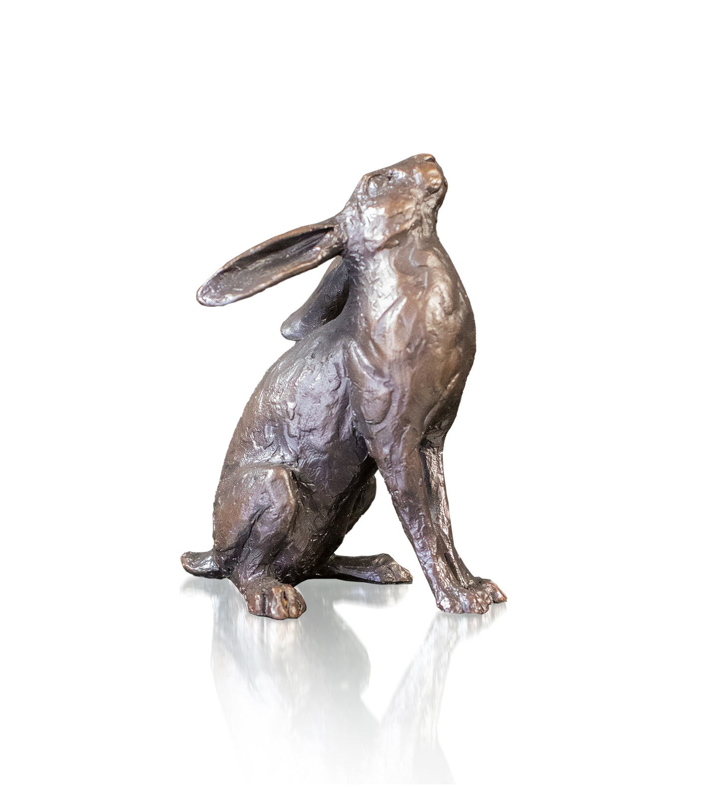 Medium Hare Moon Gazing Solid Bronze Sculpture by Michael Simpson
