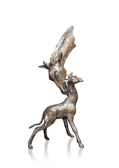 Giraffe & Calf Solid Bronze Sculpture by Michael Simpson