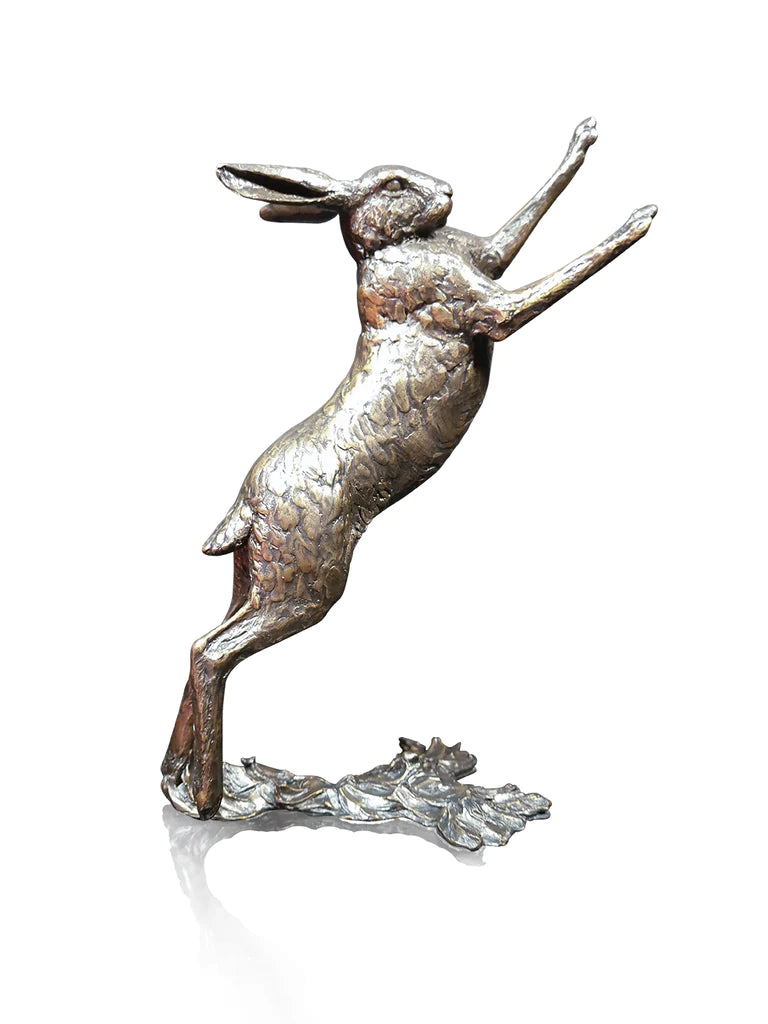 Large Hare Boxing solid bronze sculpture by Michael Simpson