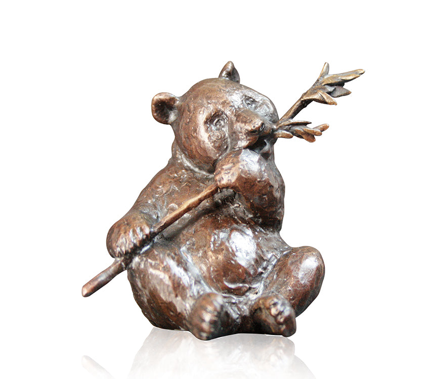 Panda Solid Bronze Sculpture by Michael Simpson