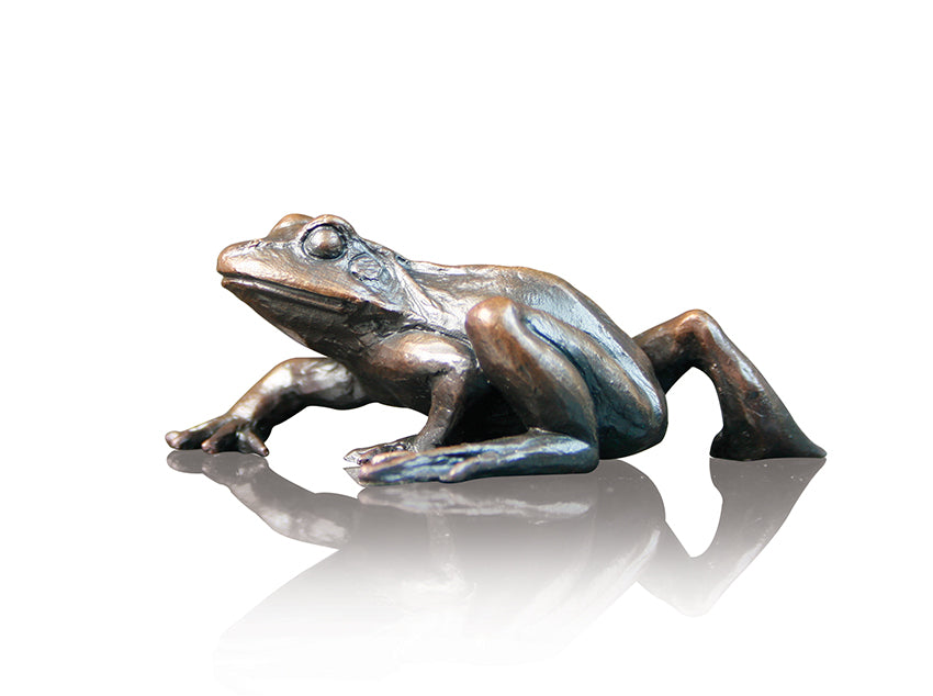 Small Frog Walking Solid Bronze Sculpture by Keith Sherwin