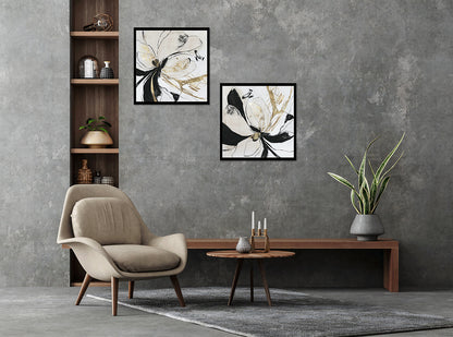 Black Bloom I and II framed prints by PI Studio