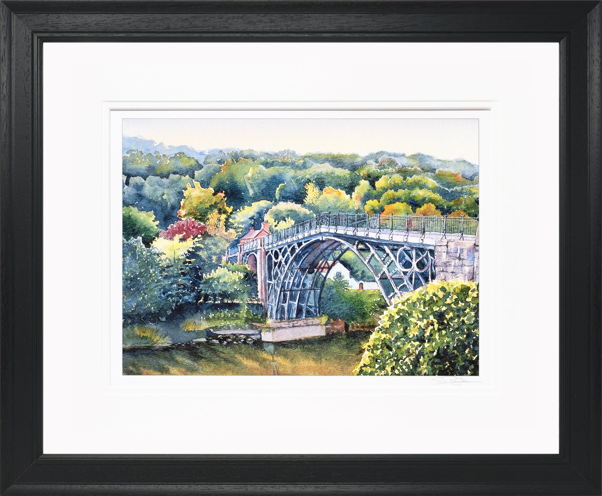 Ironbridge Shropshire Limited Edition Print by Sue Payton Black Frame