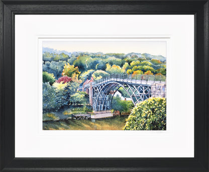 Ironbridge Shropshire Limited Edition Print by Sue Payton Black Frame