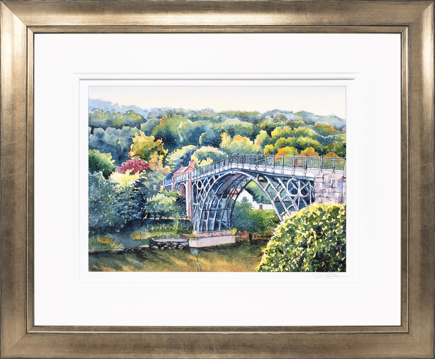 Ironbridge Shropshire Limited Edition Print by Sue Payton Bronze Frame