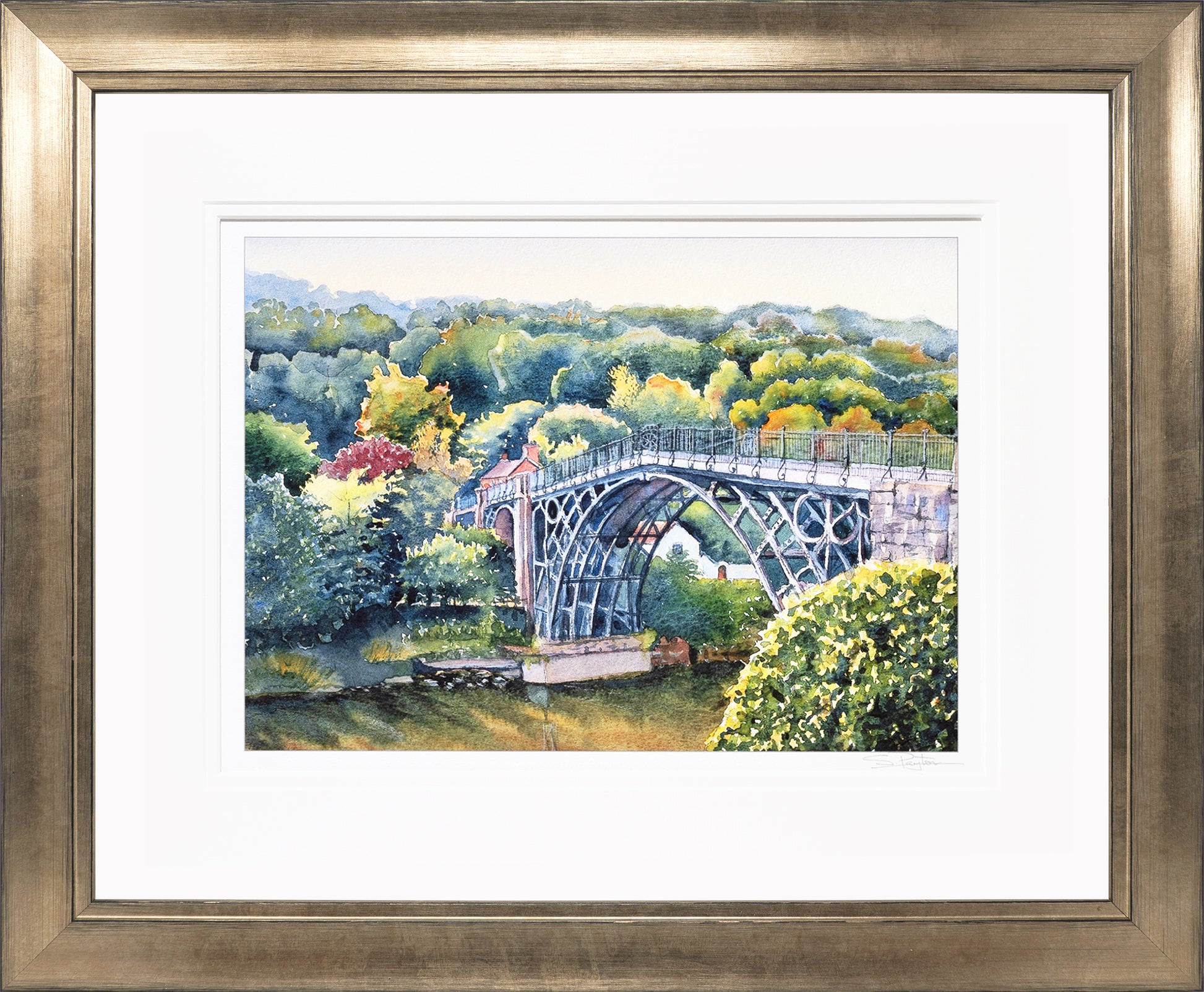 Ironbridge Shropshire Limited Edition Print by Sue Payton Bronze Frame