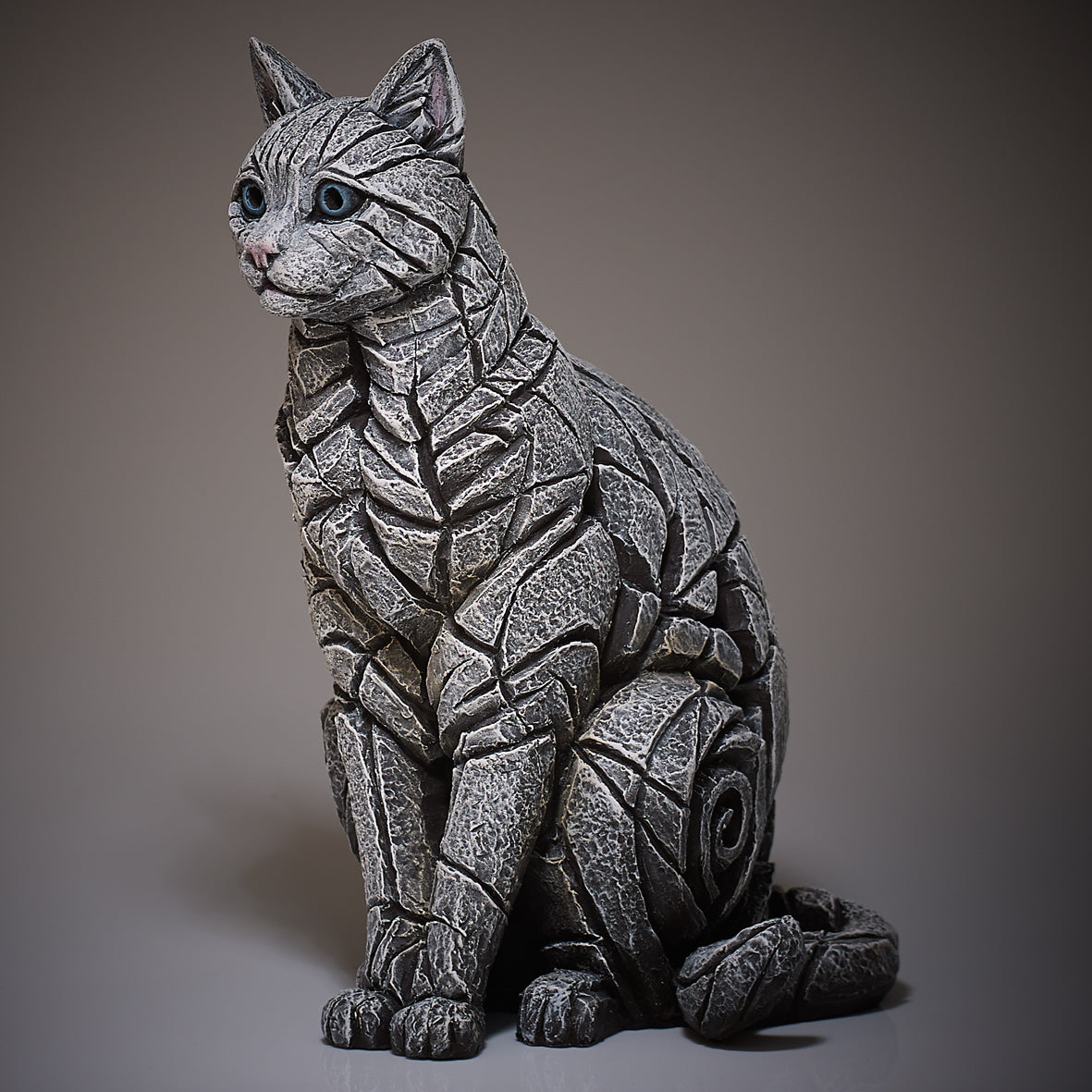 Cat Sitting White by Edge Sculpture