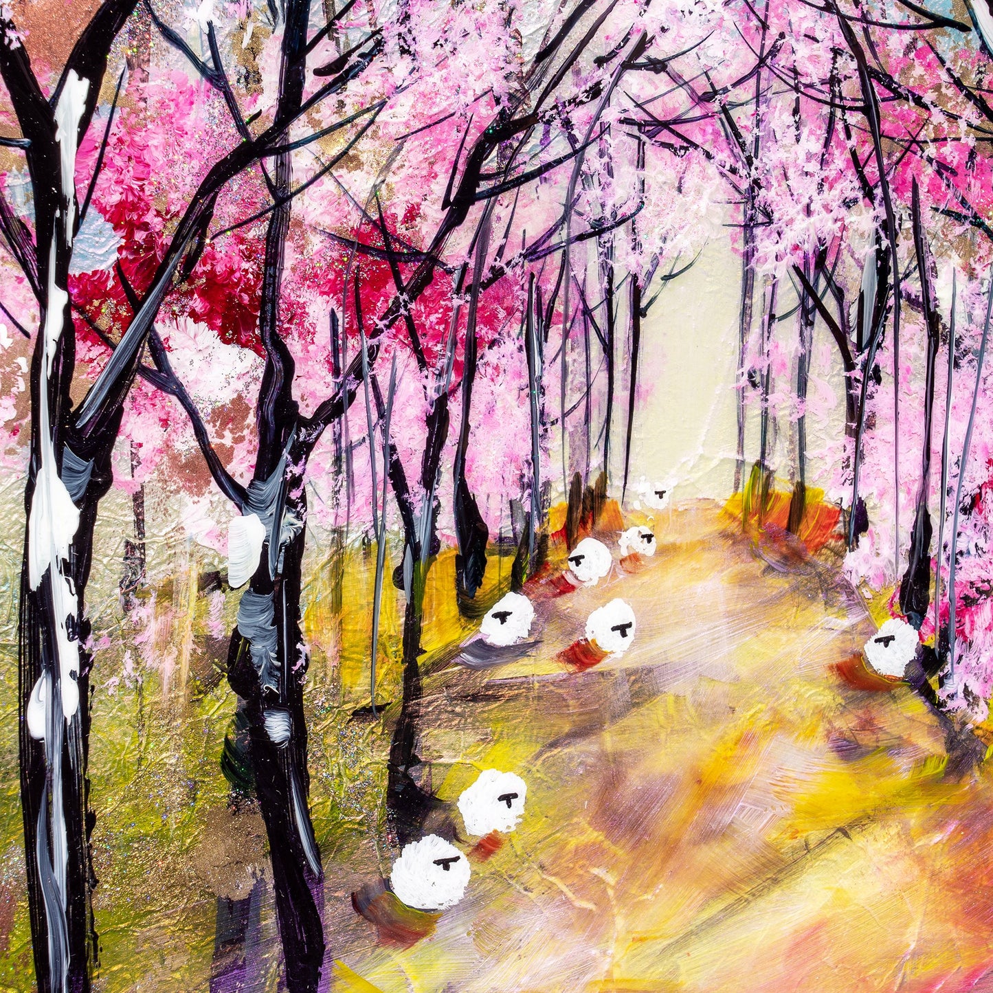 Cherry Path Original Painting by Rozanne Bell