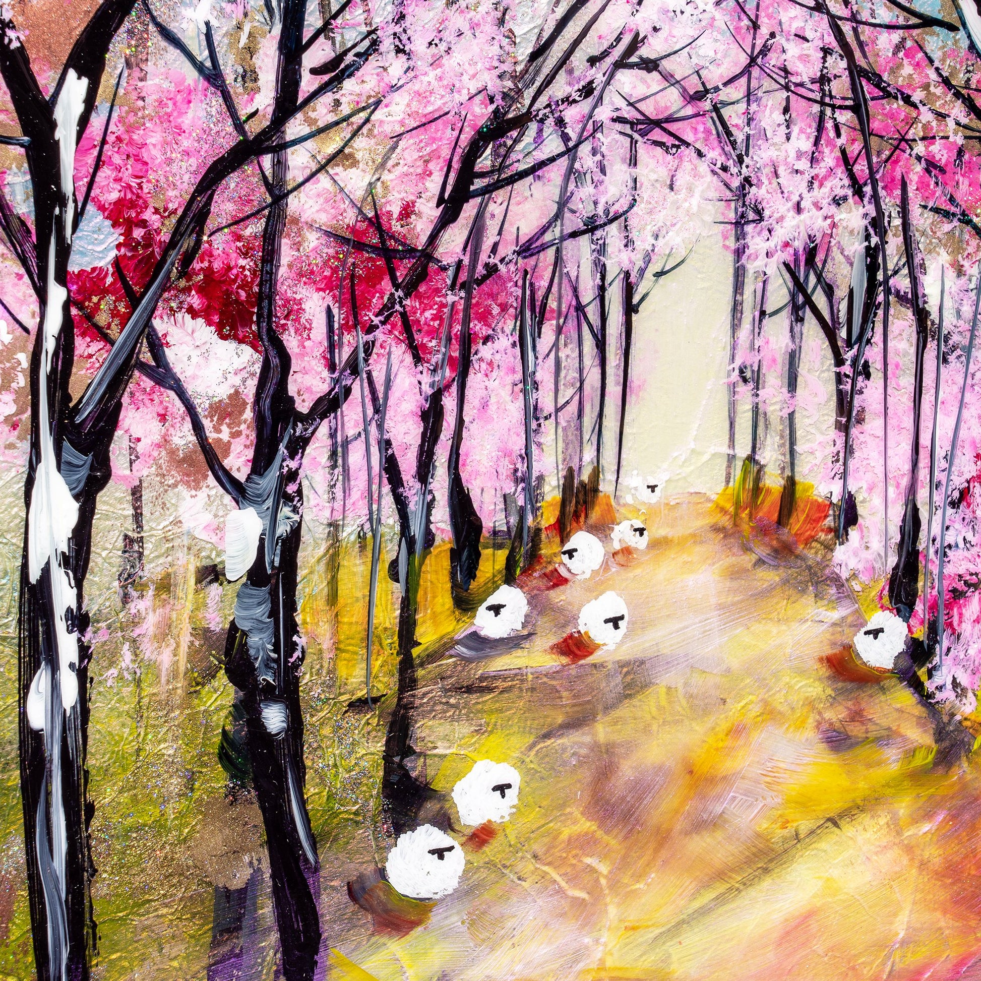 Cherry Path Original Painting by Rozanne Bell