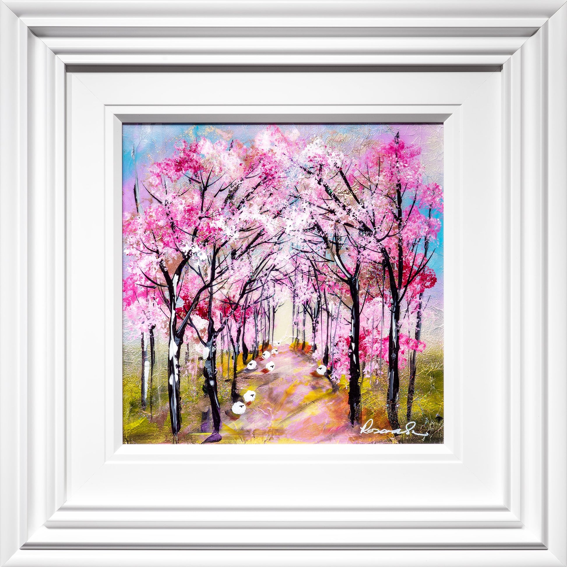 Cherry Path Original Painting by Rozanne Bell