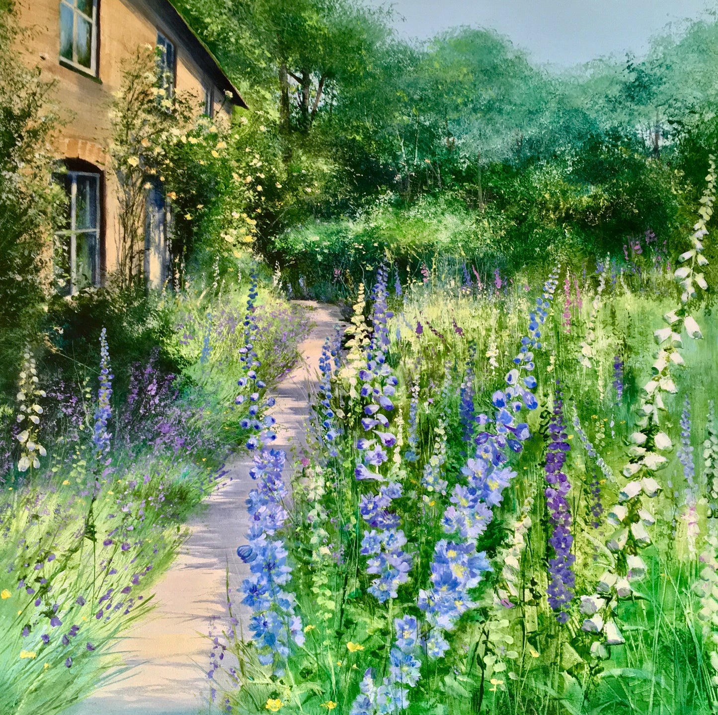 Delphinium Cottage limited edition print by Heather Howe