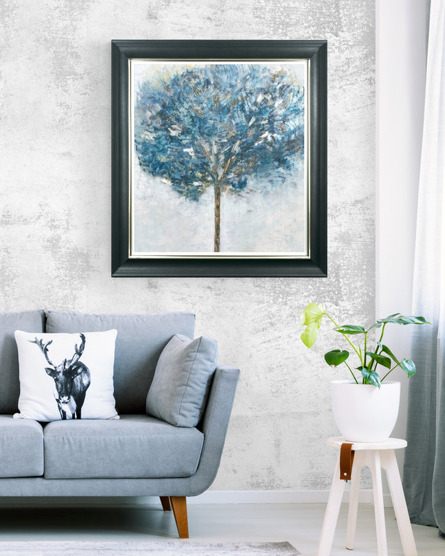 Denim Tree framed print by Maya Woods