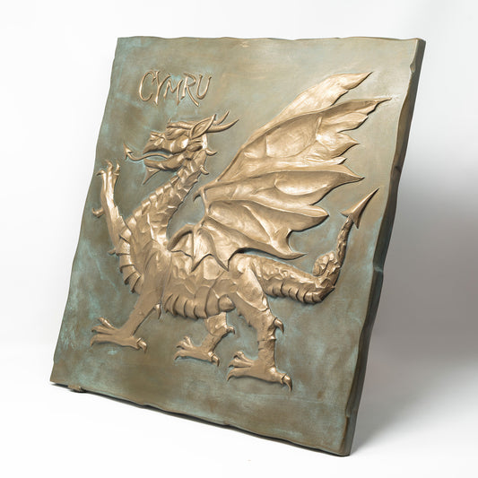Welsh Dragon Cymru cold cast bronze plaque by Taurus Artworld