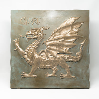 Welsh Dragon Cymru cold cast bronze plaque by Taurus Artworld