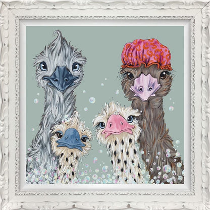 Fun in the Tub hand embellished limited edition print by Amy Louise