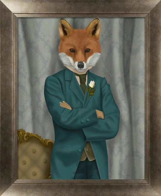 Gentleman Fox & Stag I framed print by Fab Funky