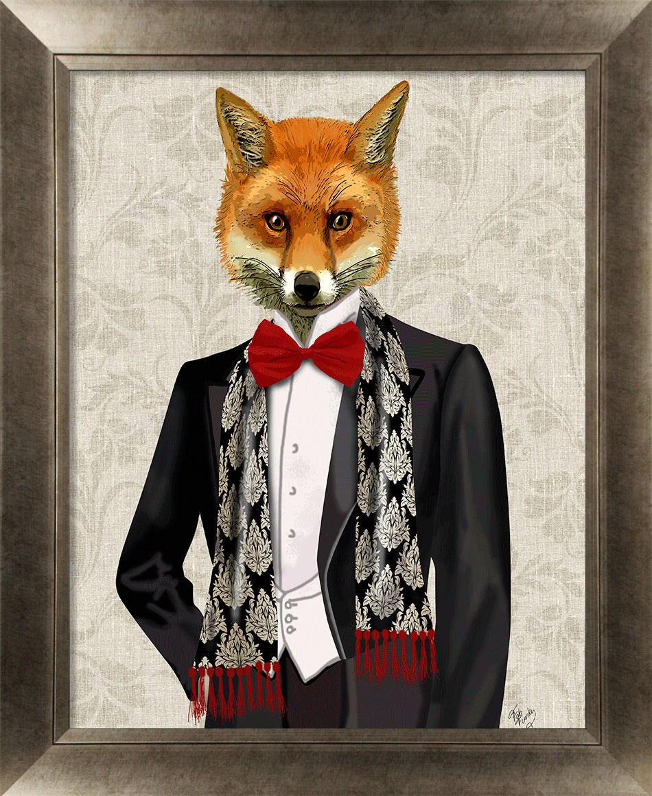 Gentleman Fox & Stag II framed print by Fab Funky