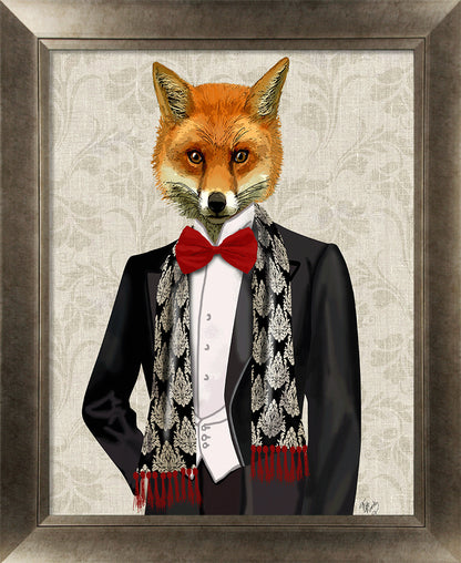 Gentleman Fox & Stag II framed print by Fab Funky