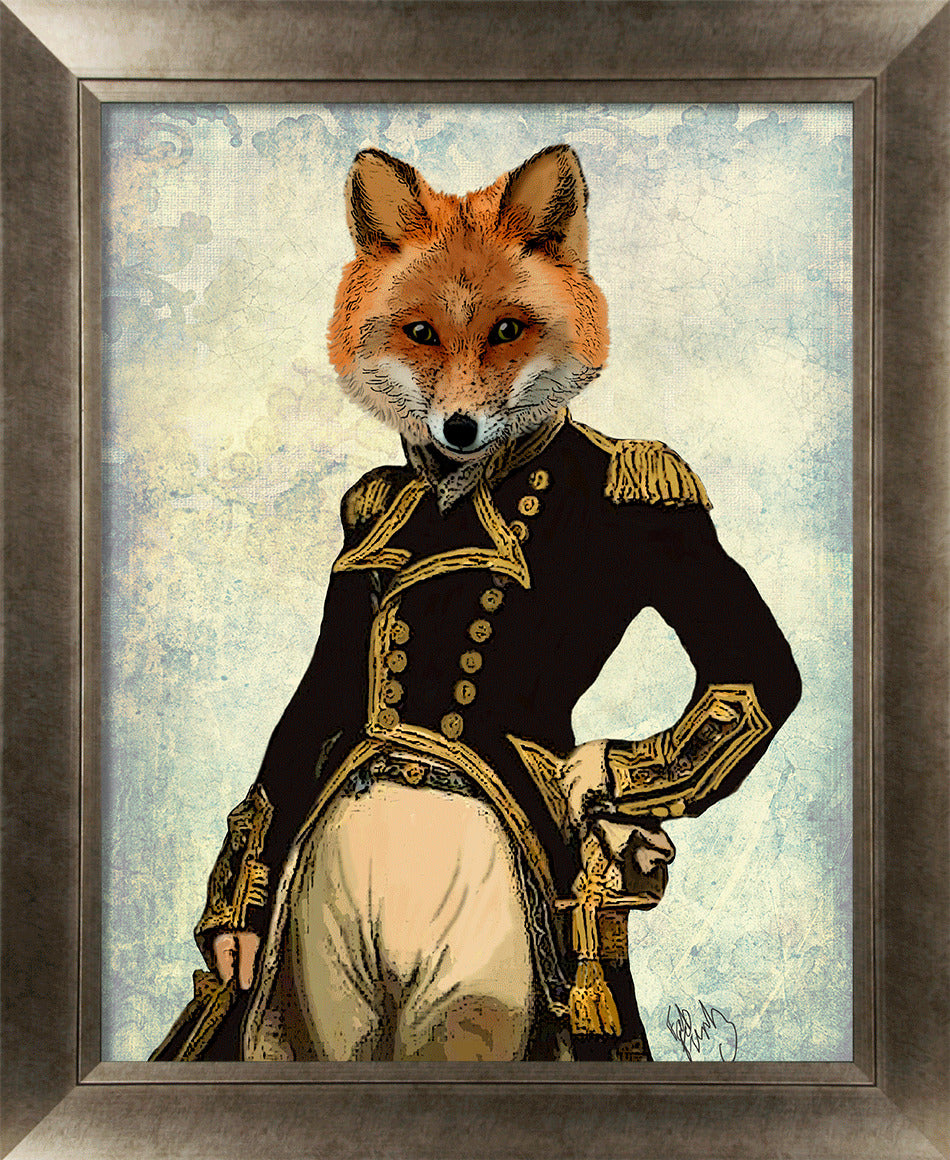Gentleman Fox & Stag III framed print by Fab Funky