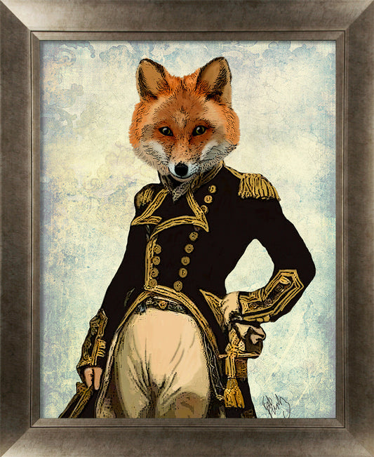 Gentleman Fox & Stag III framed print by Fab Funky
